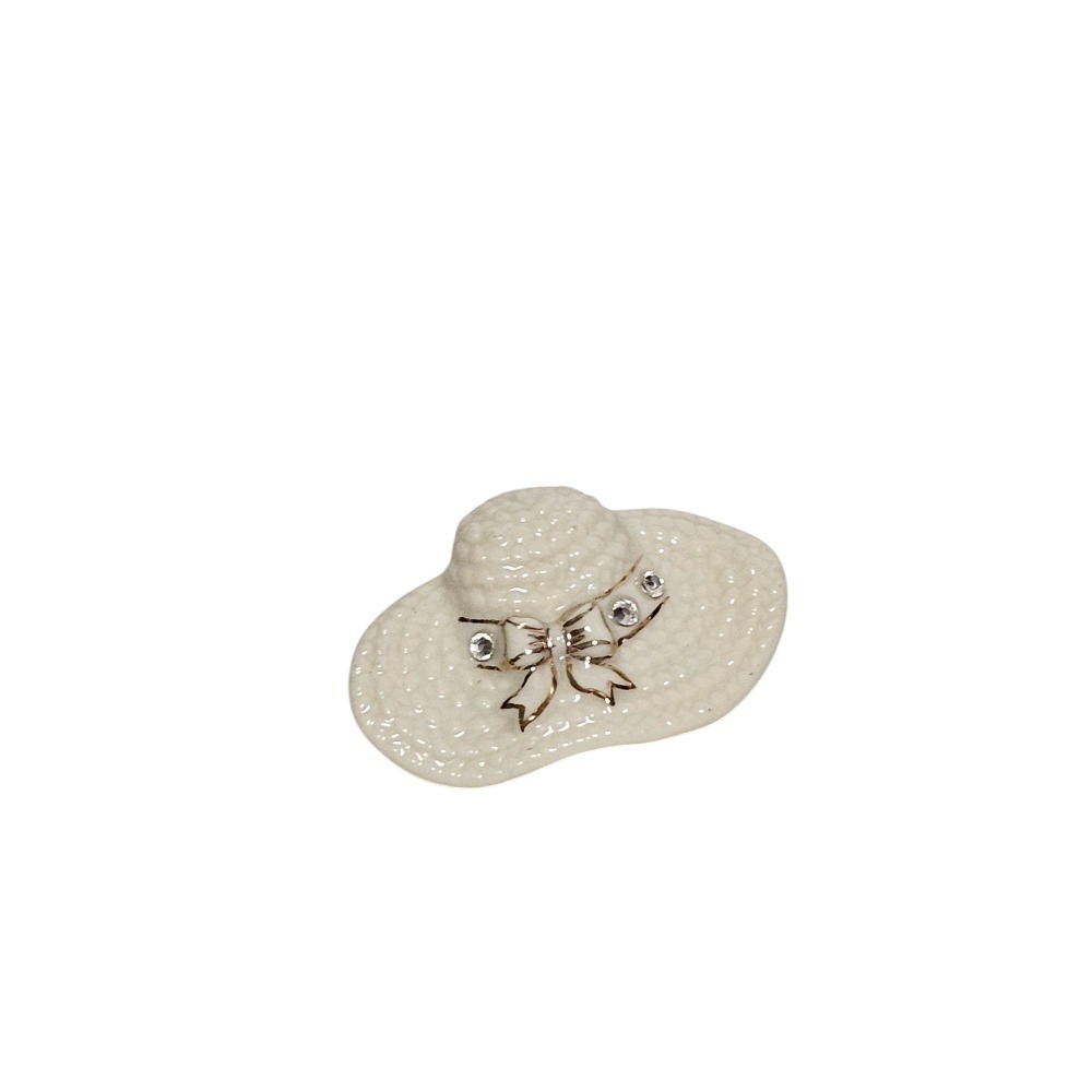 Lenox Hat Pin Brooch Rhinestone‎ Bow Cream Porcelain Sun Hat Lapel Pin - Picture 3 of 8